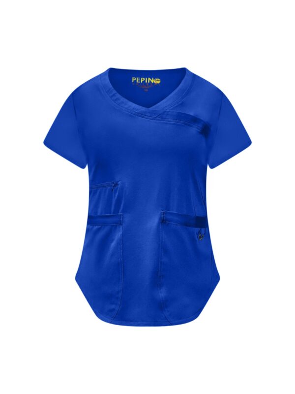 Solid Scrub Set - 4 Way Stretch, Wrap-Neck, 2 Front Pockets, Side Rib (Coordinated Pants) - Image 10