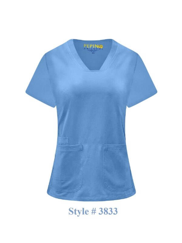 Solid Strech Fabric Set V-neck 3 Pockets (Coordinated Pants)