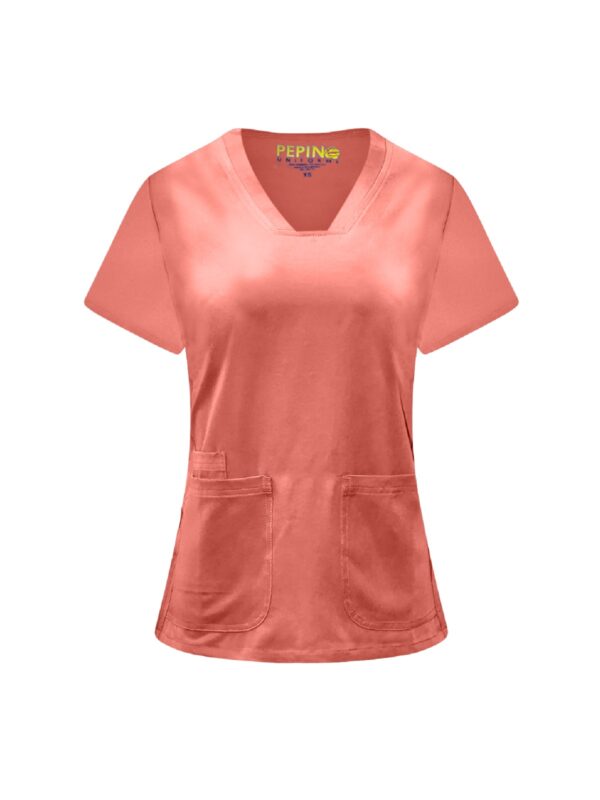 Solid Strech Fabric Set V-neck 3 Pockets (Coordinated Pants) - Image 3