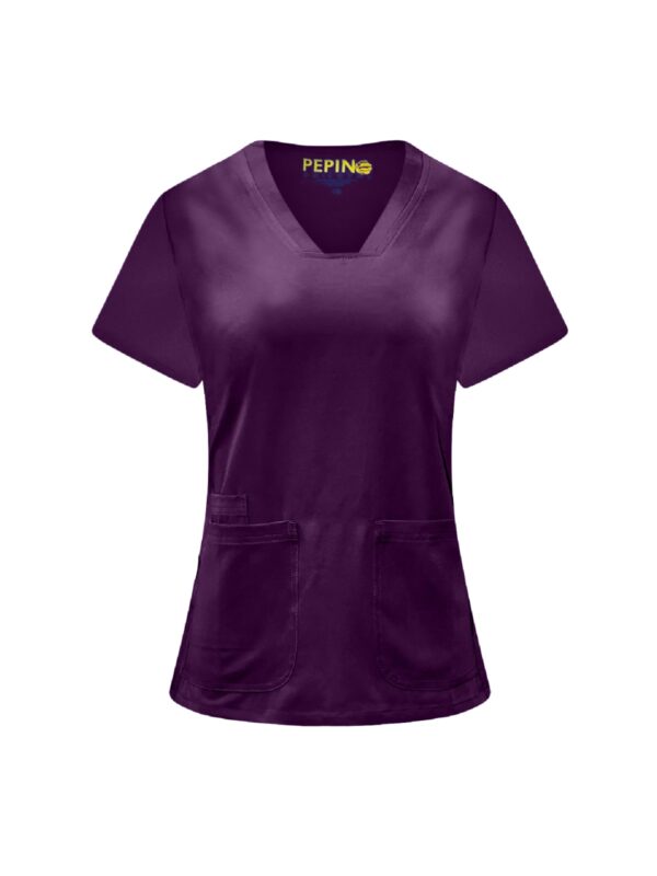 Solid Strech Fabric Set V-neck 3 Pockets (Coordinated Pants) - Image 4