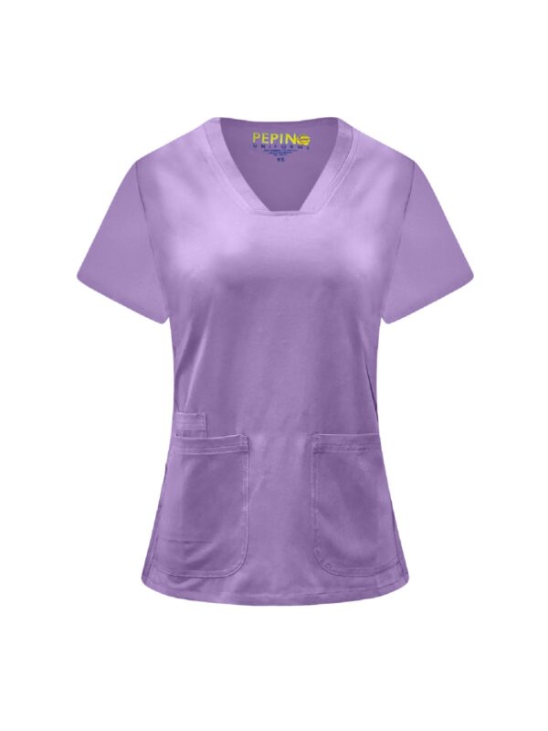Solid Strech Fabric Set V-neck 3 Pockets (Coordinated Pants) - Image 7