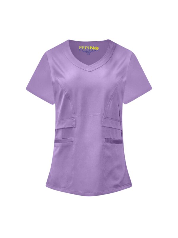 Solid Set Strech Fabric V-neck 2 open Pockets W/Folding top (Coordinated Pants) - Image 7