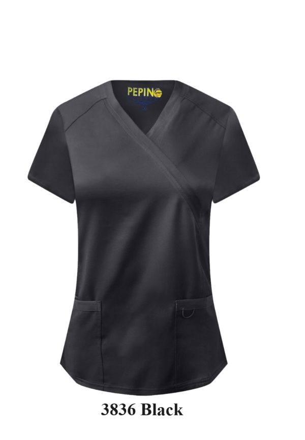 Solid Scrub Set - 4 Way Stretch V-neck with side panel, three front pockets with extra lair fabric (Coordinated Pants) - Image 2