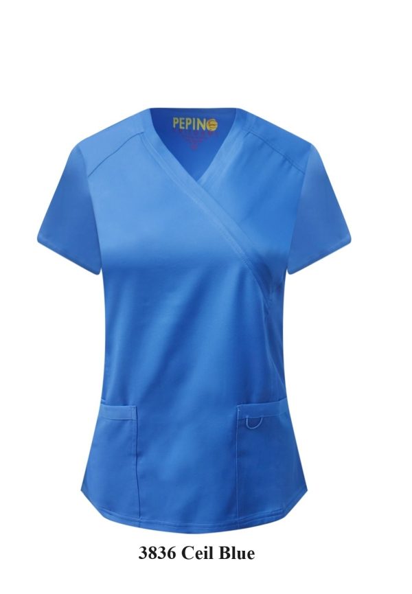 Solid Scrub Set - 4 Way Stretch V-neck with side panel, three front pockets with extra lair fabric (Coordinated Pants) - Image 4