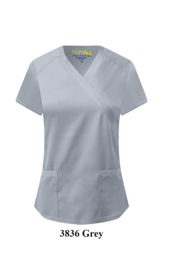 Solid Scrub Set - 4 Way Stretch V-neck with side panel, three front pockets with extra lair fabric (Coordinated Pants) - Image 15
