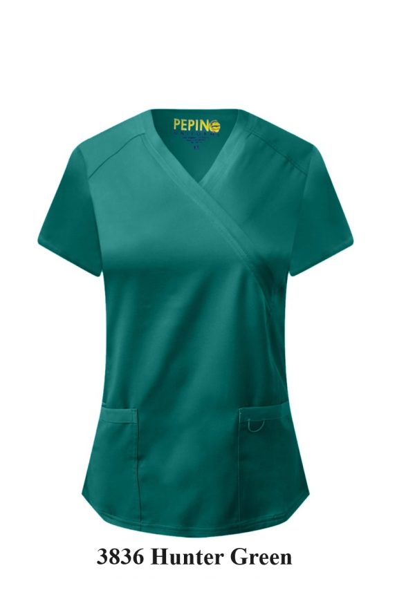 Solid Scrub Set - 4 Way Stretch V-neck with side panel, three front pockets with extra lair fabric (Coordinated Pants) - Image 13