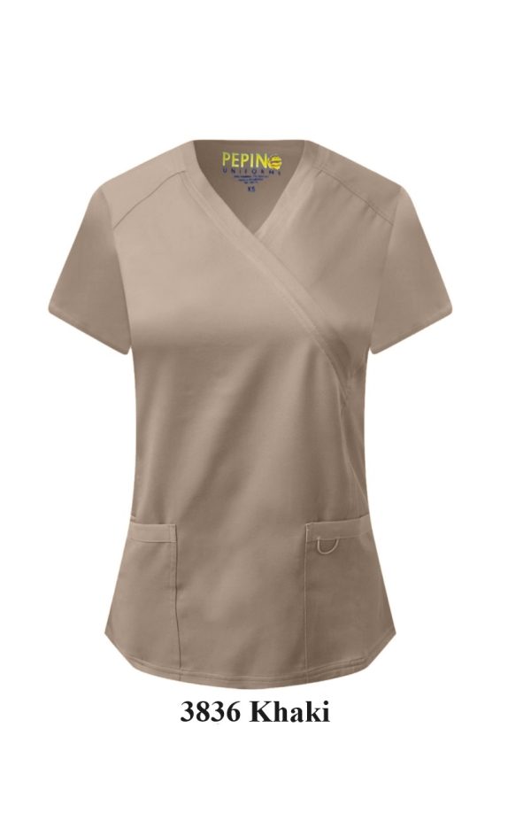 Solid Scrub Set - 4 Way Stretch V-neck with side panel, three front pockets with extra lair fabric (Coordinated Pants) - Image 12