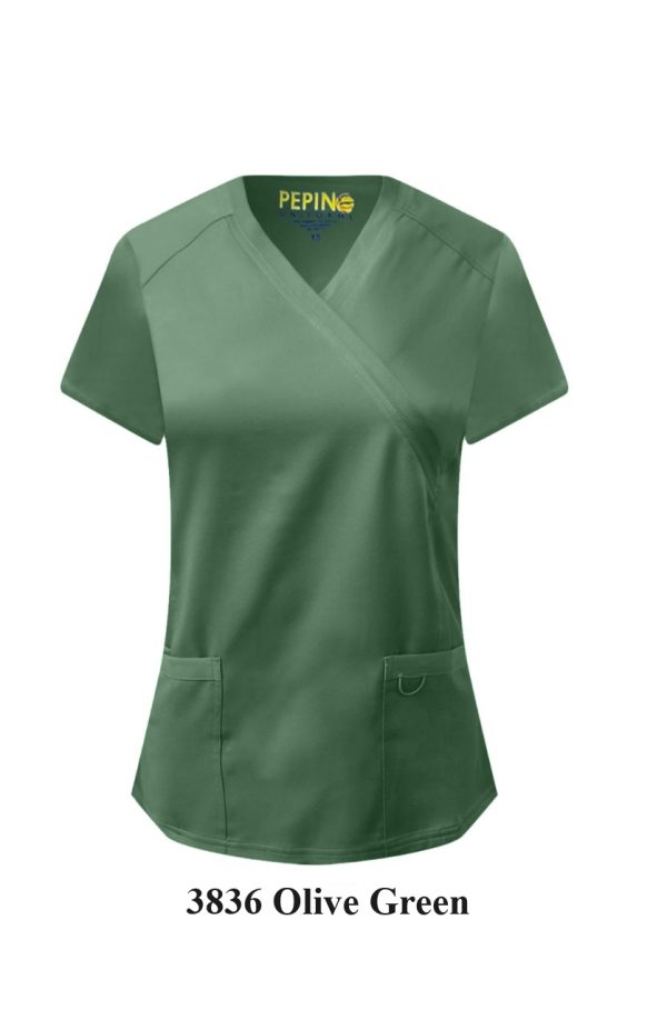 Solid Scrub Set - 4 Way Stretch V-neck with side panel, three front pockets with extra lair fabric (Coordinated Pants) - Image 10
