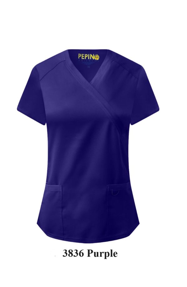 Solid Scrub Set - 4 Way Stretch V-neck with side panel, three front pockets with extra lair fabric (Coordinated Pants) - Image 8