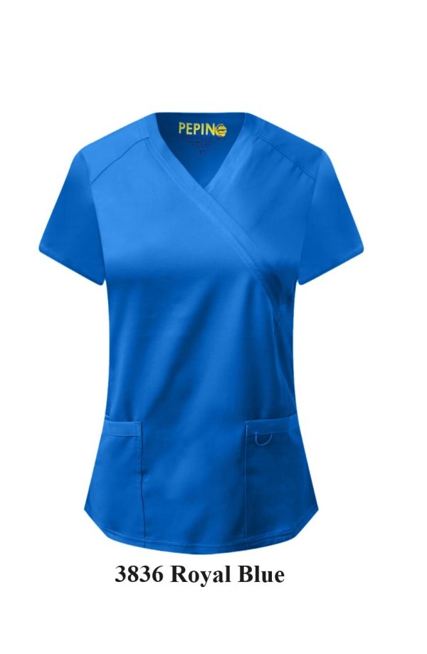 Solid Scrub Set - 4 Way Stretch V-neck with side panel, three front pockets with extra lair fabric (Coordinated Pants) - Image 7