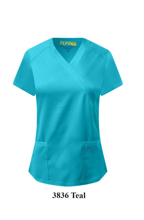 Solid Scrub Set - 4 Way Stretch V-neck with side panel, three front pockets with extra lair fabric (Coordinated Pants) - Image 6
