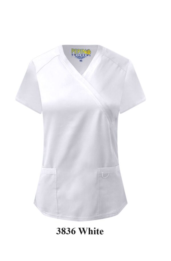 Solid Scrub Set - 4 Way Stretch V-neck with side panel, three front pockets with extra lair fabric (Coordinated Pants) - Image 14