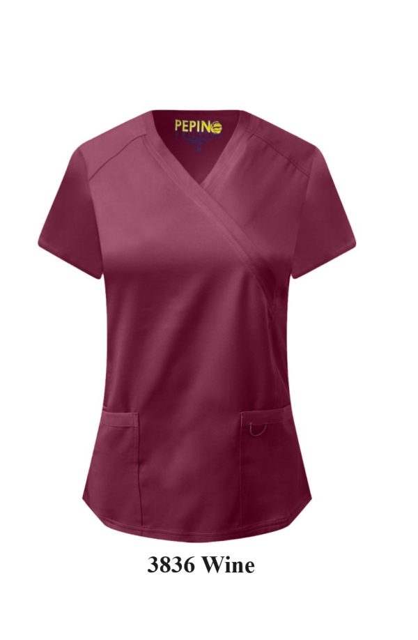 Solid Scrub Set - 4 Way Stretch V-neck with side panel, three front pockets with extra lair fabric (Coordinated Pants) - Image 5