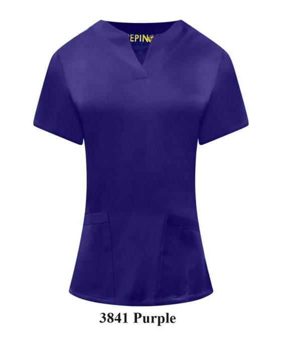 Solid Scrub Set 4 Way Stretch V-Neck, Two Side Panel, 4 front Pockets (Coordinated Pants) - Image 7