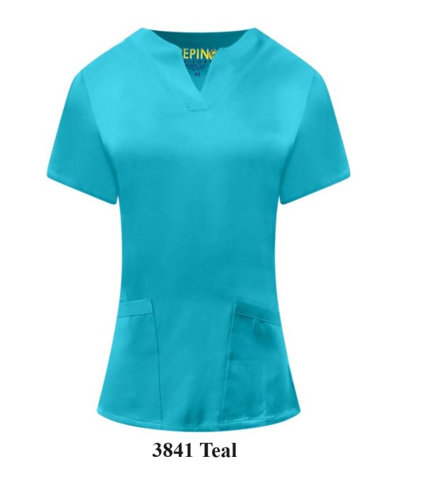 Solid Scrub Set 4 Way Stretch V-Neck, Two Side Panel, 4 front Pockets (Coordinated Pants) - Image 5