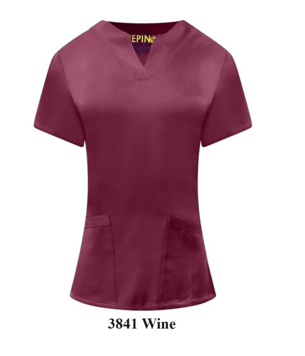 Solid Scrub Set 4 Way Stretch V-Neck, Two Side Panel, 4 front Pockets (Coordinated Pants) - Image 3