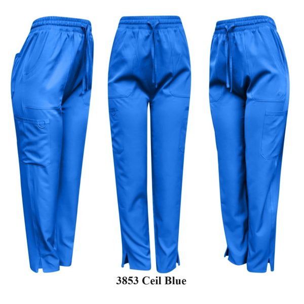 Solid Strech Fabric Pants Only 2 Front Pockets, 2 Thigh Pockets, 1 Back Pocket Sides Slits - Image 6