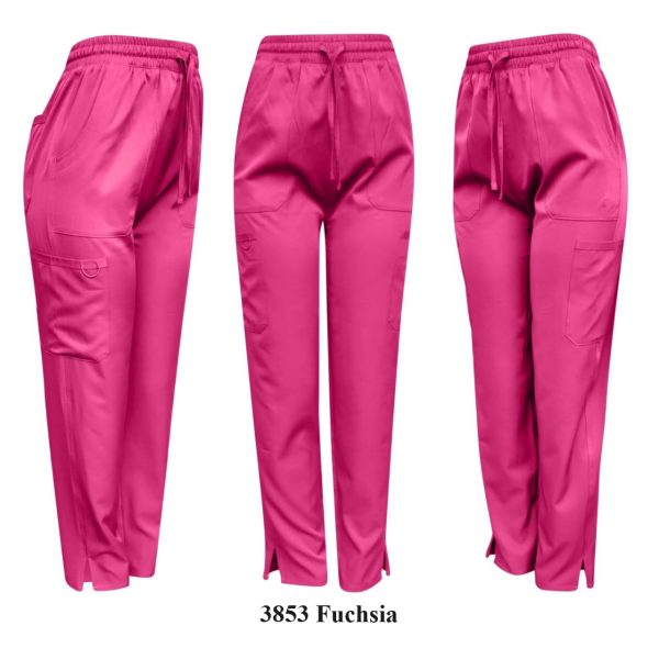 Solid Strech Fabric Pants Only 2 Front Pockets, 2 Thigh Pockets, 1 Back Pocket Sides Slits