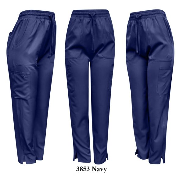 Solid Strech Fabric Pants Only 2 Front Pockets, 2 Thigh Pockets, 1 Back Pocket Sides Slits - Image 5