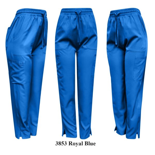 Solid Strech Fabric Pants Only 2 Front Pockets, 2 Thigh Pockets, 1 Back Pocket Sides Slits - Image 4