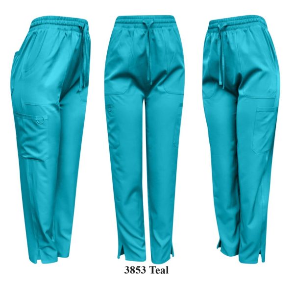 Solid Strech Fabric Pants Only 2 Front Pockets, 2 Thigh Pockets, 1 Back Pocket Sides Slits - Image 3