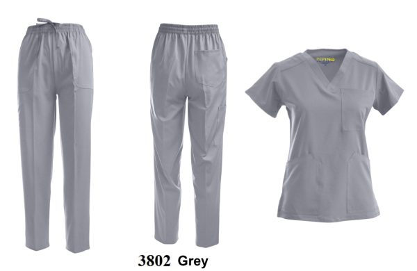 Solid Strech Set Fabric Unisex Set V-neck 3 Pockets - Image 7